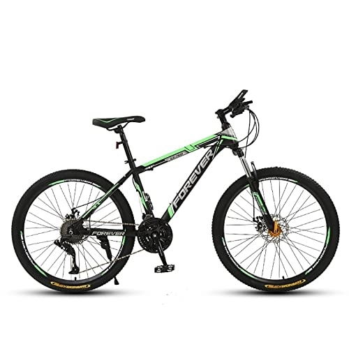 Mountain Bike : LapooH 26 Inch Mountain Bikes, 21 / 24 / 27 / 30Speed High-carbon Steel Mountain Bike, Mountain Bicycle Suspension Adjustable Seat Outroad Bicycles, Green, 21 speed