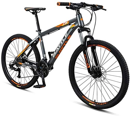 Mountain Bike : LAZNG 26 Inch Adult Mountain Bikes, 27 Speed Hardtail Mountain Bike with Dual Disc Brake, Aluminum Frame Front Suspension All Terrain Mountain Bicycle (Color : Gray)