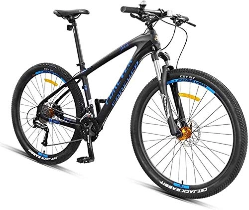 Mountain Bike : LAZNG 27.5 Inch Mountain Bikes Carbon Fiber Frame Dual-Suspension Mountain Bike Disc Brakes All Terrain Unisex Mountain Bicycle Blue 27 Speed