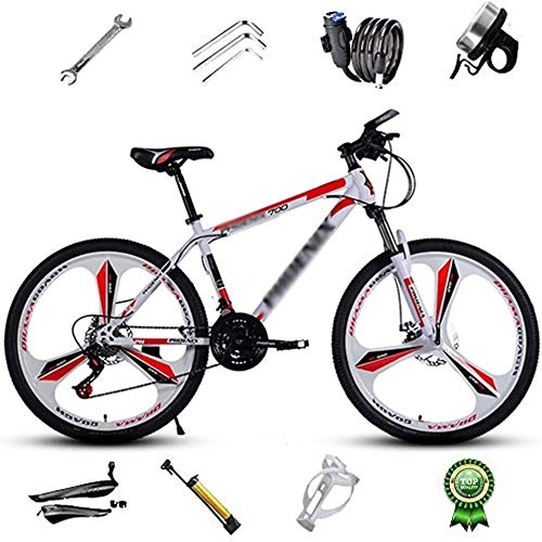 Mountain Bike : LAZNG Mountain Bike 26 Inch, 21 / 24 / 27speed High Carbon Steel Road Bikes 3 Cutter Wheels Bicycles Dual Disc Brakes, Suspension Fork Mountain Bicycle (Color : 26in, Size : 24 speed)