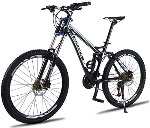 Mountain Bike : LBWT 24 / 27 Speed Mountain Bike, Unisex Folding Bicycle, 26 Inch Aluminum Alloy Frame, Dual Suspension MTB, With Double Disc Brake (Color : Black, Size : 24 Speed)