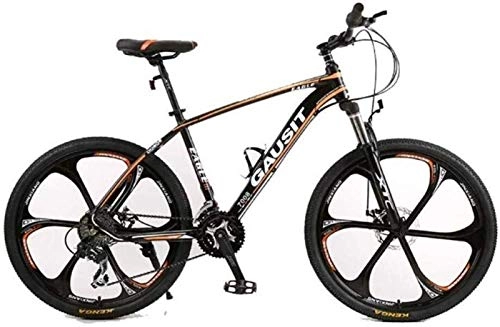 Mountain Bike : LBWT Adult Off-road Bicycles, 26Inch Mountain Bike, High Carbon Steel, 24 / 27 / 30 Speeds, 6-Spoke Wheels, Aluminum Frame, With Disc Brakes And Suspension Fork (Color : Yellow, Size : 27 Speed)