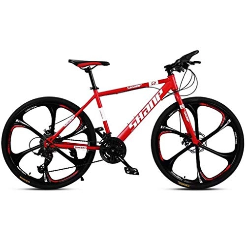 Mountain Bike : LC2019 26 Inch Adult Mountain Bike Hardtail Mountain Bike Gearshift Bicycle With Adjustable Seat Carbon Steel Red 6 Cutter (Color : 24-stage shift, Size : 24inches)