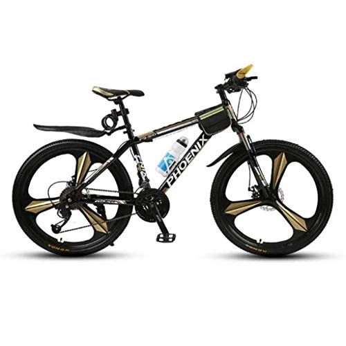 Mountain Bike : LC2019 26 Inches Adult Mountain Bike 21 / 24 / 27 Speed High-Carbon Steel Frame 3-Spoke Wheels With Disc Brakes And Suspension Fork (Color : Gold, Size : 24 Speed)