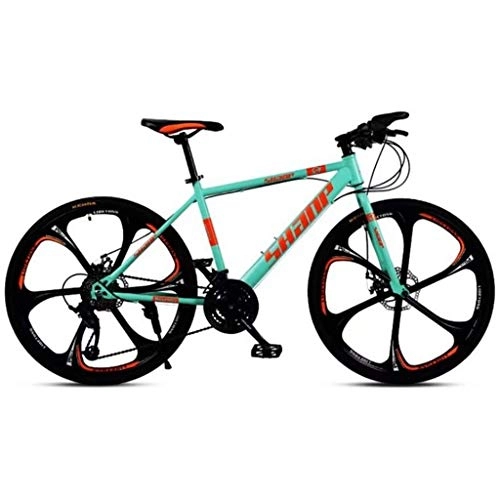 Mountain Bike : LC2019 Lightweight 21 Speeds Mountain Bikes Bicycles 24 / 26 Inch Hardtail Mountain Bike Double Disc Brake Green 6 Cutter (Color : 21-stage shift, Size : 26inches)