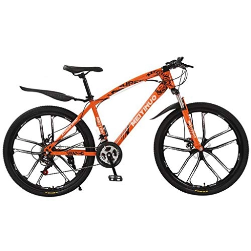Mountain Bike : LDDLDG Mountain Bike 26" Unisex Ravine Bike Carbon Steel Frame 21 / 24 / 27 Speeds Disc Brake Front Suspension Oneness Wheel (Color : Orange, Size : 24speed)
