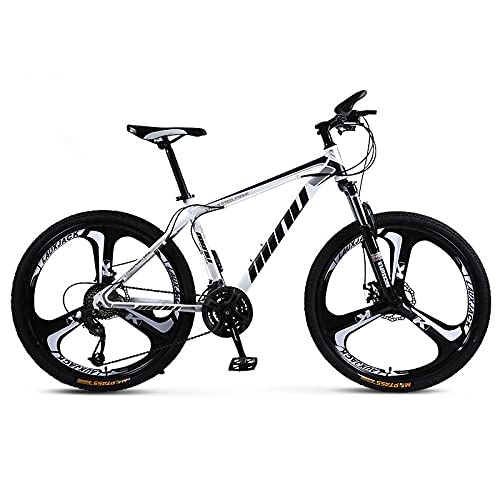 Mountain Bike : LGZL Mountain Bike 21, 24, 27, 30 Variable Speed ​​Disc Brake Damping Bicycle Men's and Women's Variable Speed ​​Bicycle 21 speed Top equipped with (white and black) all in one wheel
