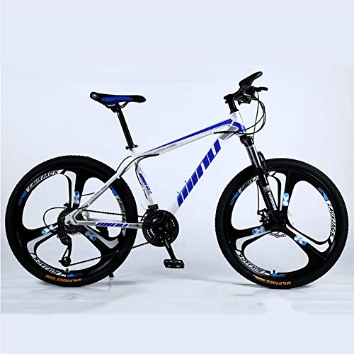 Mountain Bike : Lhh Mountain Bike, Road Bike, Lightweight 24 Speeds Mountain Bicycle with High-Carbon Steel Frame And Fork, Double Disc Brake, for Men, Women, City, Aerobic Exercise, Endurance Training, Blue