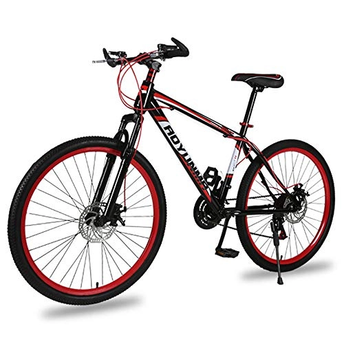 Mountain Bike : LIBWX Mountain Bike 26inch 21 Speed Disc Brakes Aluminium Frame, Outdoor Sport High Carbon Steel Frame Disc Brake Bicycles, Black Red
