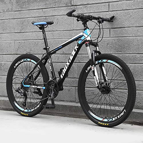 Mountain Bike : Lightweight Aluminum Full Suspension Frame, Durable Mountain Bike For Adult, Foldable City Riding Mountain Cycling For Travel Go Working Black / blue 26", 21 Speed