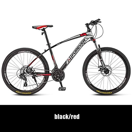 Mountain Bike : LIN 26 Inch Mountain BikeHigh Carbon Steel Outroad Bicycles 21-Speed Adult Student Outdoors Mountain Bikes (Color : Black / red)