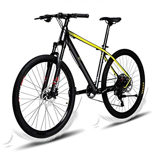 Mountain Bike : LIN Aluminum Alloy Ultra-light Mountain Bike, 24-Speed Adult Outdoors Bicycle Student Off-road Teenager Mountain Bike (Color : Green yellow)