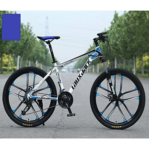 Mountain Bike : LIN Mountain Bike, 24 Speeds High Carbon Steel Mountain Bike Adult Student Outdoors 26 Inch Mountain Bike (Color : Blue)