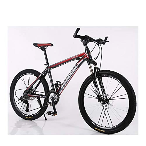 Mountain Bike : Link Co 24 * 17 Inch Aluminum Frame Mountain Bike Shock Absorber Disc Brake Bicycle One Wheel Student Speed Change Bicycle, Red