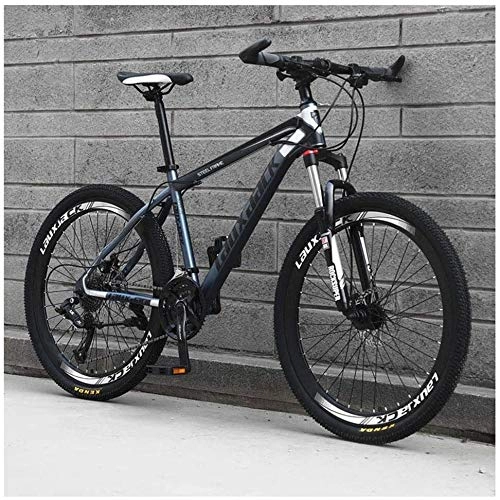 Mountain Bike : LIPENLI Outdoor sports Mountain Bike 24 Speed 26 Inch Double Disc Brake Front Suspension HighCarbon Steel Bikes, Gray