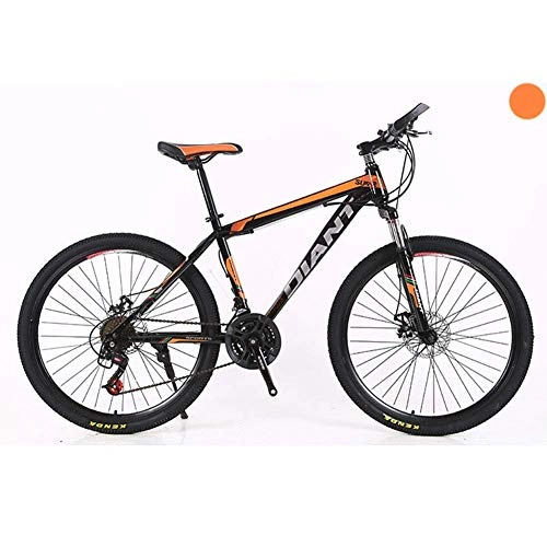 Mountain Bike : LIPENLI Outdoor sports Unisex Mountain Bike, Front Suspension, 2130 Speeds, 26Inch Wheels, 17Inch HighCarbon Steel Frame with Dual Disc Brakes (Color : Orange, Size : 27 Speed)
