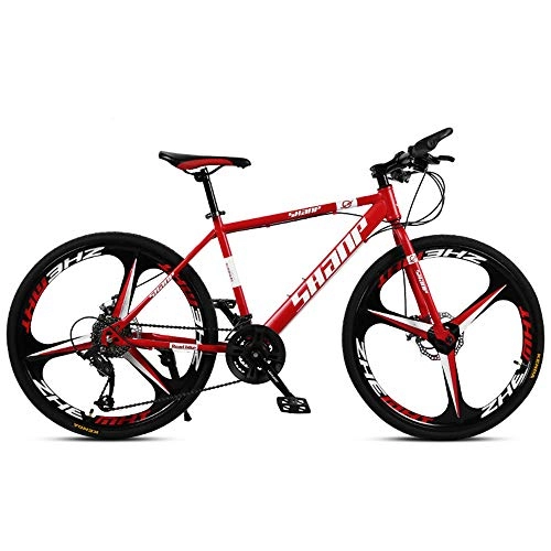 Mountain Bike : LISI Adult mountain bike 26 inch double disc brake one wheel 30 speed off-road speed bicycle men and women, Red
