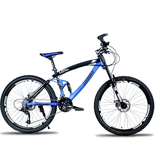 Mountain Bike : LISI Mountain bike student 26 inch downhill off-road double disc brake 27 speed mountain bike adult bicycle bicycle, Blue