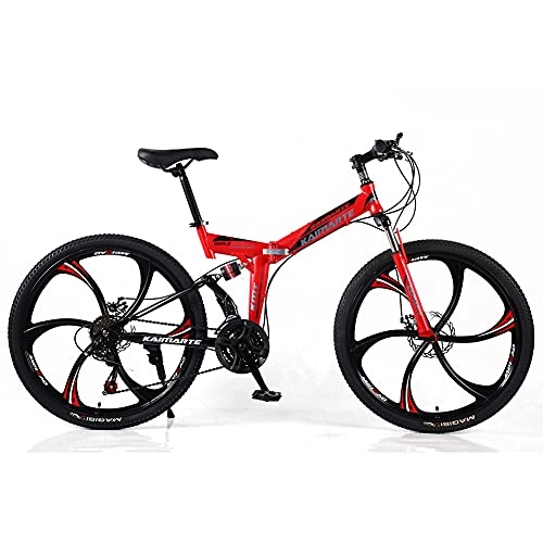 Mountain Bike : Liu 24 Inch Mountain Bike, 6 knife wheels Full Suspension 21 / 24 / 27 Speed High-Tensile Carbon Steel Frame MTB with Dual Disc Brake for Men and Women