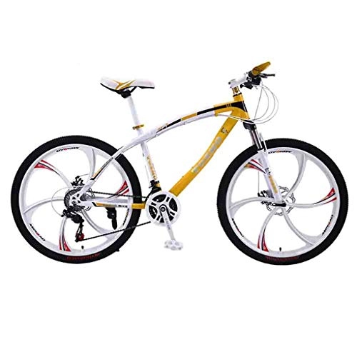 Mountain Bike : LIUCHUNYANSH Off-road Bike Mountain Bike MTB Bicycle Adult Road Bicycles For Men And Women 24 / 26In Wheels Adjustable Speed Double Disc Brake (Color : Yellow-24in, Size : 24 Speed)