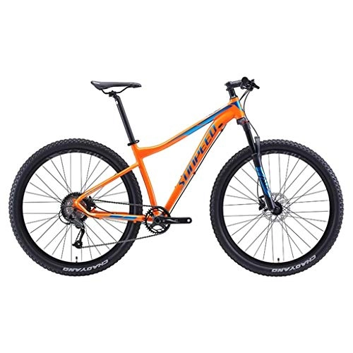 Mountain Bike : LIYONG Super bike! Cross the mountains! 9-Speed Mountain Bikes, Adult Big Wheels Hardtail Mountain Bike, Aluminum Frame Front Suspension Bicycle -SD004 (Color : Orange)
