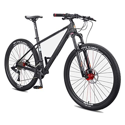 Mountain Bike : LIYONG Super bike! Cross the mountains! Men's Mountain Bikes, 27.5 Inch Hardtail Mountain Trail Bike, Carbon Fiber Frame, Oil Disc Brake All Terrain Mountain Bicycle -SD004 (Color : Black)
