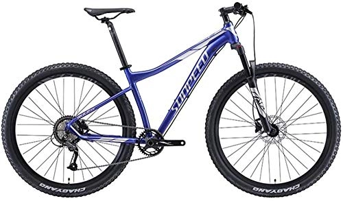 Mountain Bike : LIYONG Super Wind Speed Bike! 9-speed mountain bike for adults big wheels hardtail mountain bike aluminum frame with front suspension green 17 inch frame-17 inch frame_blue-SX003