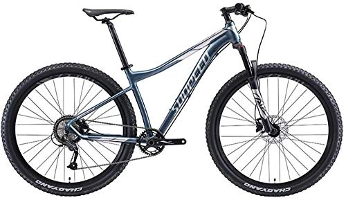 Mountain Bike : LIYONG Super Wind Speed Bike! 9-speed mountain bike MTB with fork suspension men hardtail bicycles aluminum frame fork suspension MTB bicycle for men and women Blue 27.5Inch-29Inch_Gray-SX003