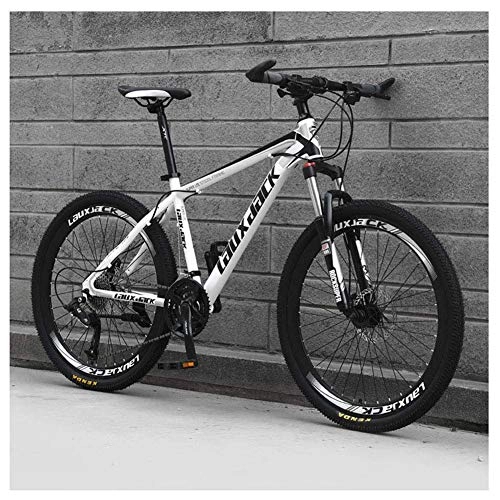 Mountain Bike : LKAIBIN Cross country bike Outdoor sports 26" Front Suspension Variable Speed HighCarbon Steel Mountain Bike Suitable for Teenagers Aged 16+ 3 Colors, White