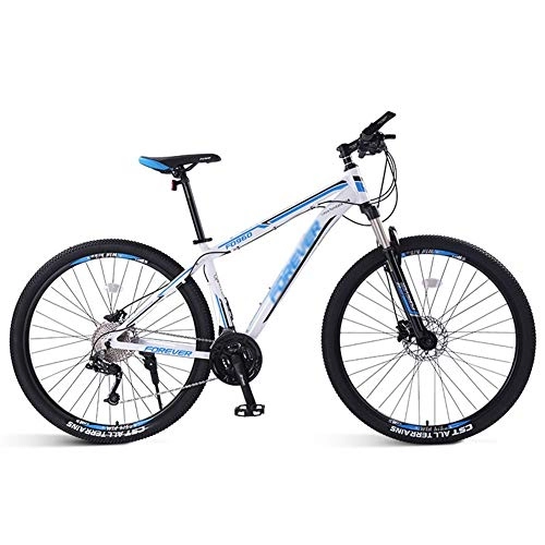 Mountain Bike : LLAN Adult Mountain Bikes, 33 Speed Rigid Mountain Bike with Double Disc Brake Aluminum Frame with Front Suspension Road Bike for Men, 26 / 29inch (Color : Blue, Size : 29 inch)