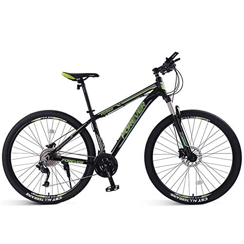 Mountain Bike : LLAN Adult Mountain Bikes, 33 Speed Rigid Mountain Bike with Double Disc Brake Aluminum Frame with Front Suspension Road Bike for Men, 26 / 29inch (Color : Green, Size : 29 inch)