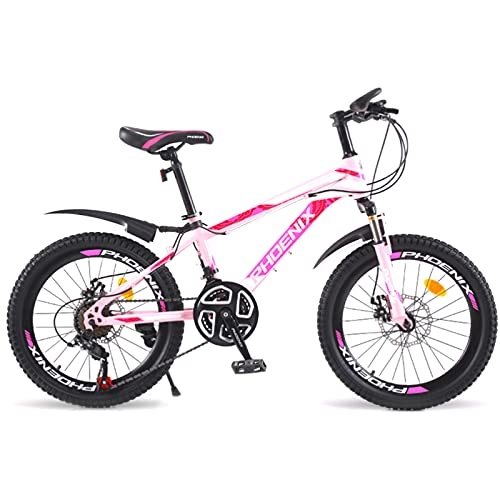 Mountain Bike : LLF 20 / 22 Inch Mountain Bike, High-carbon Steel Frame MTB Suspension Mens Bicycle, 21 Speed Dual Disc Brake for Adults Bikes(Size:20inch, Color:Pink)