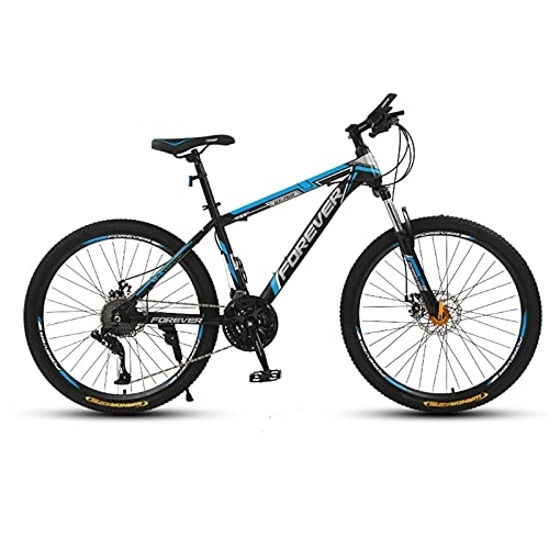 Mountain Bike : LLF 24 Inch Mountain Bike, 21-30 Speed High Carbon Steel Frame Bike with Double Disc Brake, Front Suspension Anti-Slip Bicycle for Men and Women(Size:21 speed, Color:Blue)