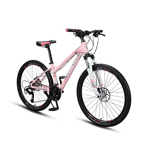 Mountain Bike : LLF 26-Inch Wheels Mountain Bike, Aluminum Frame, 27-Speed Rear Deraileur, Front and Rear Disc Brakes for Men and Women(Size:26inch, Color:Pink)