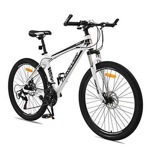 Mountain Bike : LLF Mens And Womens Mountain Bike, 24-Inch Wheels, 21-30 Speed Shifters, Aluminum Frame Dual-Disc Brake MTB Bicycle(Size:27 speed, Color:White)
