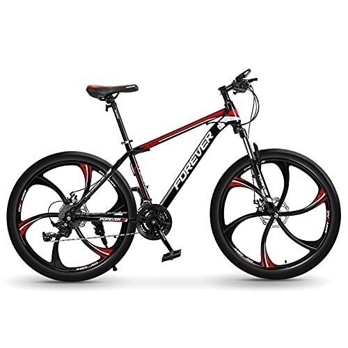 Mountain Bike : LLF Mountain Bike, 26 Inch Bikes, Double Disc Brake Lightweight Aluminum Alloy Frame, 6 Knife Wheel Variable Speed Bicycle Shock Absorption Road Bicycle(Size:27 speed, Color:Red)