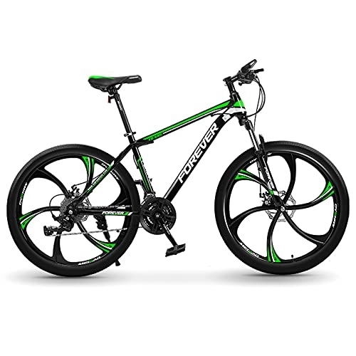 Mountain Bike : LLF Mountain Bike, 26 Inch Bikes, Double Disc Brake Lightweight Aluminum Alloy Frame, 6 Knife Wheel Variable Speed Bicycle Shock Absorption Road Bicycle(Size:30 speed, Color:Green)