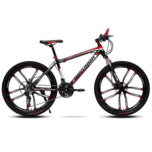 Mountain Bike : LNX Mountain bike (21 / 24 / 27 / 30 speed) Double disc brake - High carbon steel bicycle - Variable speed Unisex - Student Youth MTB (24inch)