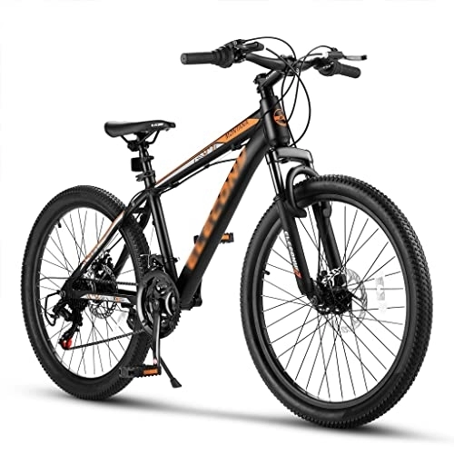Mountain Bike : LOEBKE 24 inch Mountain Bike, 21-Speed Bicycle for Adults, Aluminium Frame Bike Shimano with Disc Brake