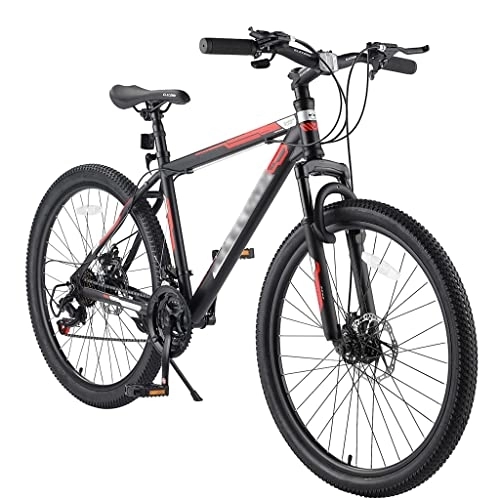 Mountain Bike : LOEBKE 26 Inch Mountain Bike, 21 Speeds with Mechanical Disc Brakes, High-Carbon Steel Frame, Suspension MTB Bikes Mountain Bicycle for Adult & Teenager
