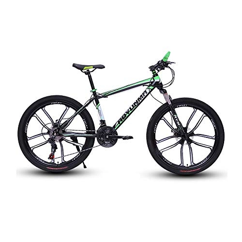 Mountain Bike : LRHD Mountain Bike 24 / 26 Inch 10 Knives 21 Speed High-carbon Steel Frame Bicycle Fork Suspension Transmission Damping Urban Track Bike Off-road Racing MTB Bike Outdoor Cycling(Black and Green)