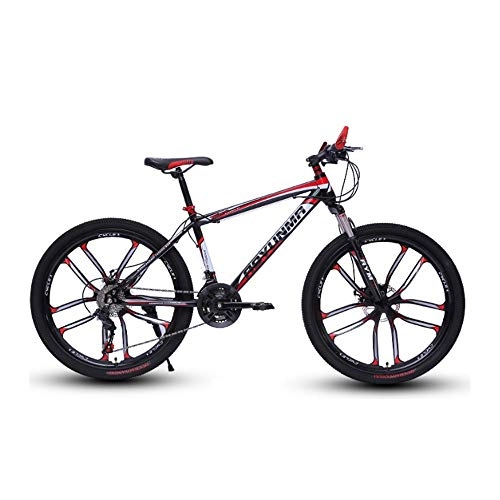 Mountain Bike : LRHD Mountain Bike 24 / 26 Inch 10 Knives 21 Speed High-carbon Steel Frame Bicycle Fork Suspension Transmission Damping Urban Track Bike Off-road Racing MTB Bike Outdoor Cycling(Black and Red)