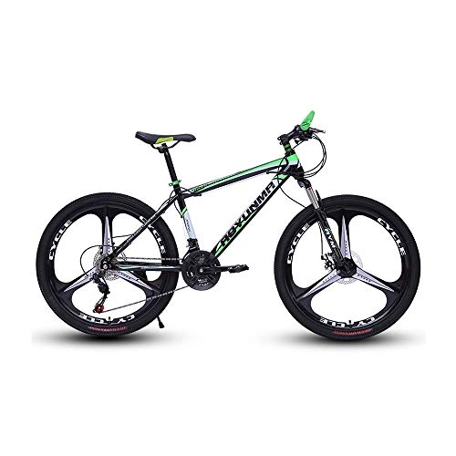 Mountain Bike : LRHD Mountain Bike 24 / 26 Inch 21 Speed 3 Knives High-carbon Steel Frame Bicycle Fork Suspension Transmission Damping Urban Track Bike Off-road Racing MTB Bike Outdoor Cycling(Green) (Size : X-Large)