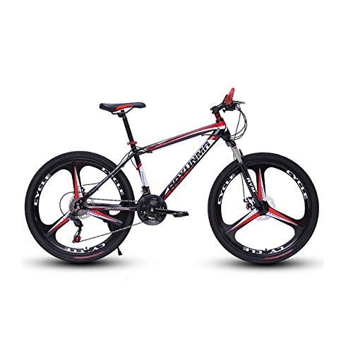 Mountain Bike : LRHD Mountain Bike 24 / 26 Inch 21 Speed 3 Knives High-carbon Steel Frame Bicycle Fork Suspension Transmission Damping Urban Track Bike Off-road Racing MTB Bike Outdoor Cycling(Red) (Size : X-Large)
