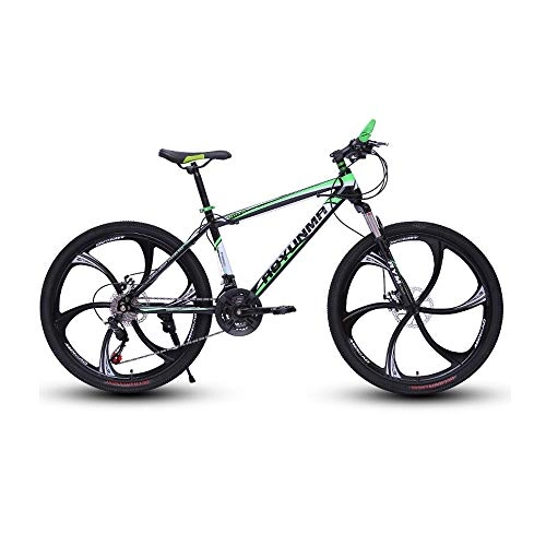 Mountain Bike : LRHD Mountain Bike 24 / 26 Inch 21 Speed 6 Knives High-carbon Steel Frame Bicycle Fork Suspension Transmission Damping Urban Track Bike Off-road Racing MTB Bike Outdoor Cycling(Black and Green)