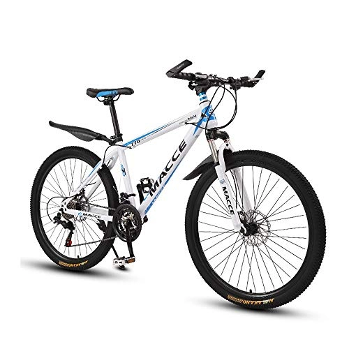 Mountain Bike : LRHD Mountain Bike 24 / 26 Inch 21 Speed High-carbon Steel Frame Bicycle Fork Suspension 3 Spoke Transmission Damping Urban Track Bike Beach Bicycle MTB Bike Outdoor Cycling(White and Blue)