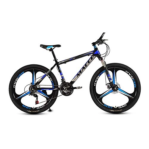 Mountain Bike : LRHD Mountain Bikes, 21 Speed 3-Knife 24 / 26 Inch Men and Women High-carbon Steel Fat Tire Hardtail Urban Track Bike, Students Shift Double Shock Absorber Adjustable Seat, Black and Blue (Size : XL)