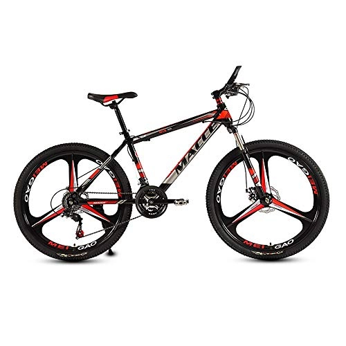 Mountain Bike : LRHD Mountain Bikes, 21 Speed 3-Knife 24 / 26 Inch Men and Women High-carbon Steel Fat Tire Hardtail Urban Track Bike, Students Shift Double Shock Absorber Adjustable Seat, Black and Red