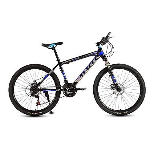 Mountain Bike : LRHD Mountain Bikes, 21 Speed 3-Spoke 24 / 26 Inch Men and Women High-carbon Steel Fat Tire Hardtail Urban Track Bike, Mountain Bicycle with Front Suspension Adjustable Seat, Black and Grey