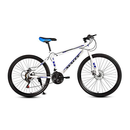 Mountain Bike : LRHD Mountain Bikes, 21 Speed 3-Spoke 24 / 26 Inch Men and Women High-carbon Steel Fat Tire Hardtail Urban Track Bike, Mountain Bicycle with Front Suspension Adjustable Seat, White (Size : X-Large)